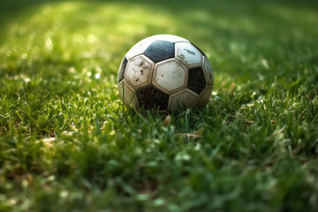 Generative AI.soccer ball on green grass outdoors - 601498122