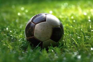 Generative AI.soccer ball on green grass outdoors - 601498141