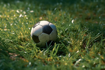 Generative AI.soccer ball on green grass outdoors - 601498163