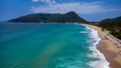 Obraz premium Paisagem Armacao Pantano Sul Praia Tropical Pesca Floripa Florianópolis Ilha Natureza Mar Oceano Atlântico Ondas Areia Cenário Viagem Turismo Turístico Santa Catarina Brasil Brasileiro Drone Aéreo SC