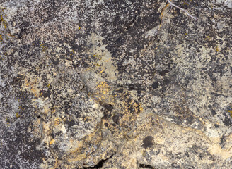 the wall is made of natural material, the stone is a limestone material of volcanic origin, close-up.
