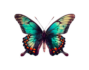Fototapeta na wymiar Vibrant Butterfly on transparent background for decorating projects and scrapbooking