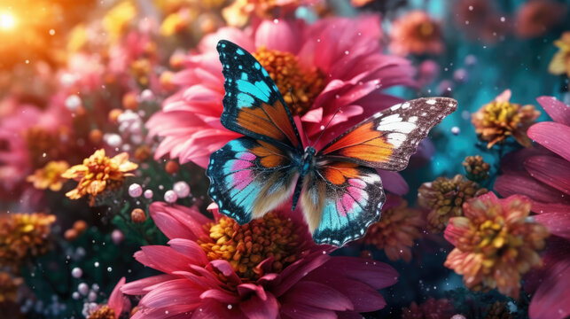 Amazing Multicolored Butterfl created with Generative AI Technology, ai, generative