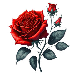 This illustration of a red rose was created using artificial intelligence. AI Generated illustrations