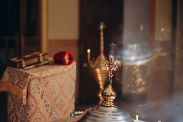 The rite of baptism of a child in the church, details and elements of the baptism process