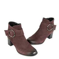 Pair of elegant ankle boots isolated on white. There is space for text.