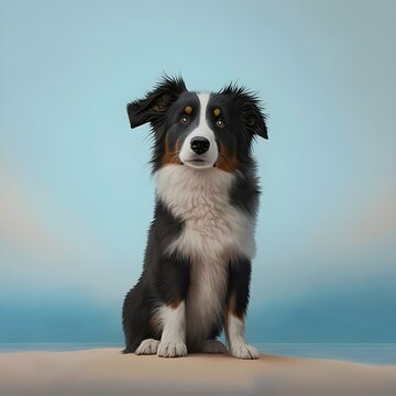 Illustration Portrait of a Australian Shepherd dog - generative ai