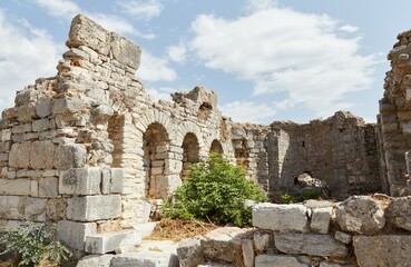 Fototapeta na wymiar The Ancient Ionian Ruins of Priene in Aydin Province, Turkey