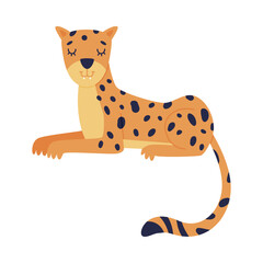 Cute Spotted Leopard as Wild African Animal Sitting Vector Illustration