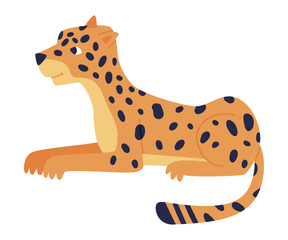 Cute Spotted Leopard as Wild African Animal Sitting Vector Illustration