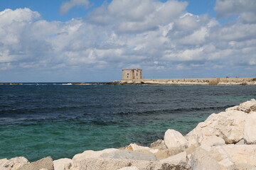 Fototapeta na wymiar View to Ligny Tower in Trapani in Sicily at Mediterranean Sea, Italy