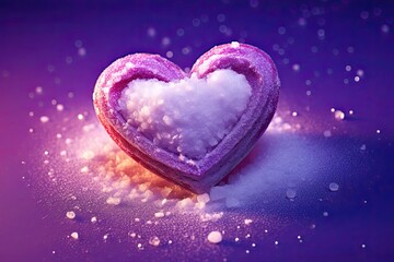 Fototapeta premium A purple sugar heart on a purple background (Generative AI, Generativ, KI)
