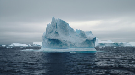 Frozen Giants: A Massive Iceberg Majestically Floating in an Arctic Sea, generative AI