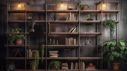 room with bookcase, shelf background, conference room, office room, office with windows, Zoom Virtual Background - obrazy, fototapety, plakaty
