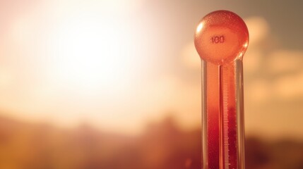 thermometer marking heat wave extreme temperature, generative ai
