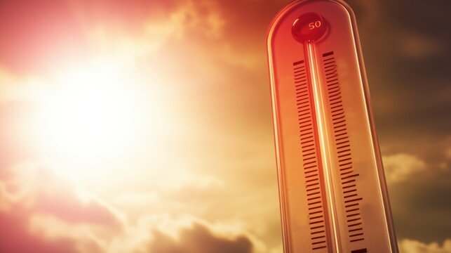 thermometer marking heat wave extreme temperature, generative ai