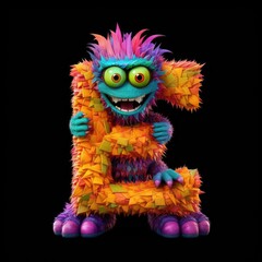 Fototapeta premium the monster inside A letter with black background generative ai