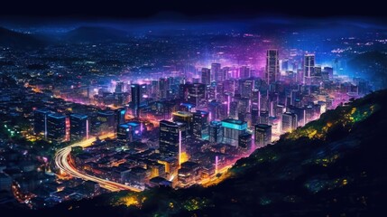 Obraz premium digital city landscape generative ai
