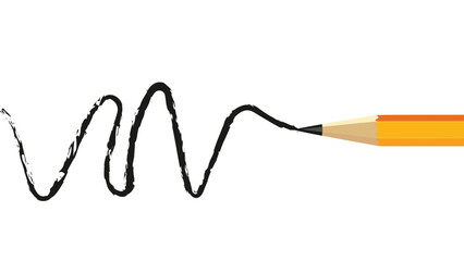 Short and thick pencil isolated on white background, pencil with line, realistic pencil