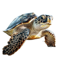 Fototapeta premium photo of Sea turtle in the Galapagos island. Tropical beach background underwater animal