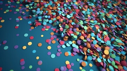 Colorful confetti on pastel pink background. Bright and festive holiday background. Generative ai