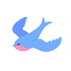 Cute swallow - cartoon bird character. Vector illustration in flat style isolated on whiter background.