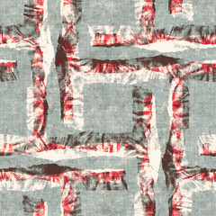 Beige, Brown, Gray and Red Tie-Dye Effect Textured Broken Geometric Pattern