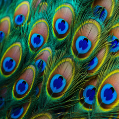 Obraz premium Peacock closeup. Illustration AI Generative.