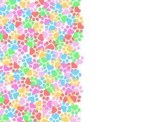 猫のカラフル足跡ランダム半分背景：左