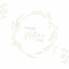 Obraz na płótnie Canvas Mother's Day Greeting Card with white background. Skin flowers and a skin flower ring. Vector, illustration and template.