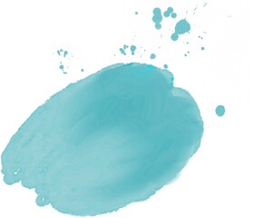 Watercolor semitransparent spot splatter stain blue ultramarine sea water