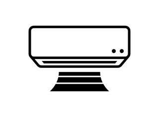 フラットエアコン線アイコンと風B：黒