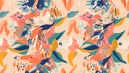 Hand drawn modern artistic flowers print. Unique exotic abstract contemporary seamless pattern © Eli Berr