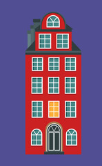 Vector illustration of the old building of Stockholm. Isolated on blue background.	
