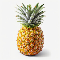 Pineapple on white. Illustration AI Generative.