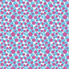 Seamless blue pink abstract  geometric pattern. White background. Designed for textile fabrics, wrapping paper, background, wallpaper, cover.
