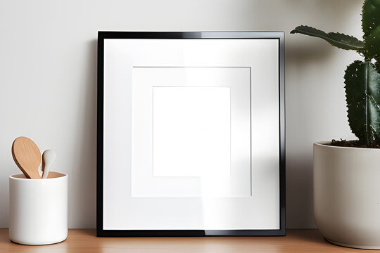 empty photo frame on the table generative AI