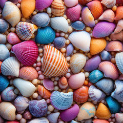 Background_with_colorful_shells_realistic_photo  ,Generative AI