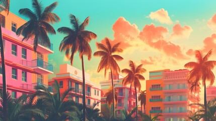 Fototapeta premium Miami Vibes Wallpaper Background
