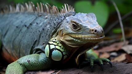 Obraz premium green iguana generative ai