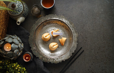 Fortune cookies traditional Chinese dessert