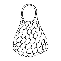 Eco string bag in hand drawn doodle style. Vector illustration isolated on white. Coloring page.