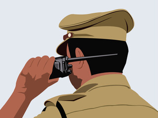 Indian Police Officer Back View Vector Illustration Design Stock Vector - Illustration of human, close: