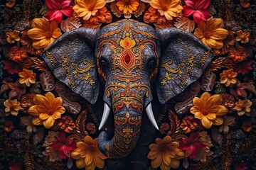 Indian Mandala With Elephant