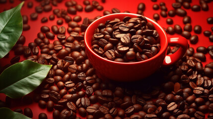 Roasted coffee beans background,  Created using generative AI tools.