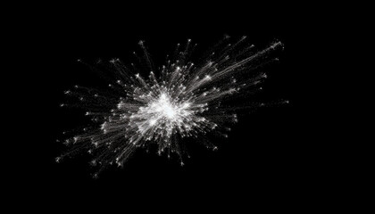 White sparks isolated on a black background. High quality. Generative AI