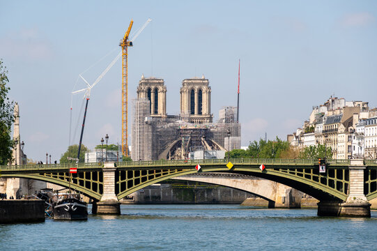 Construction site after the Notre Dame fire in Paris