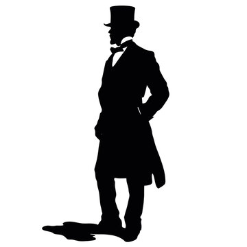 recommend clip art: A silhouette of a Victorian man in a top hat. Generative AI.
