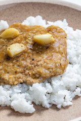 pork cutlet with garlic and rice