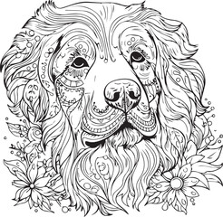 Black and white dog head coloring pages